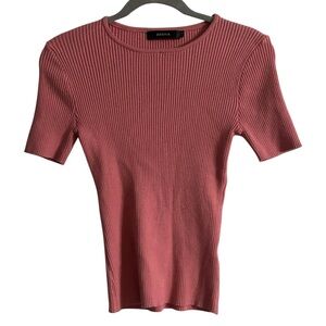 Zesica Ribbed Short Sleeve Top - Pink
